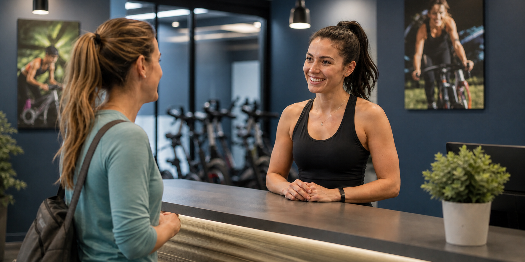 Front Desk Worker Selling Membership at Cycling Studio-2
